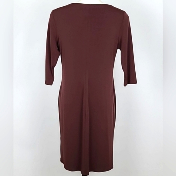 Coldwater Creek Brown 3/4 Length Sleeves Knee Length Pencil Dress Petite Sz 14P - Picture 3 of 11